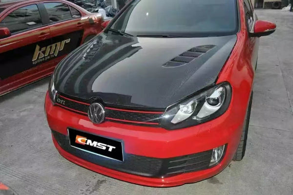 Volkswagen Golf Base GTI R MK6 MK6.5 2010 2011 2012 2013 2014 with Aftermarket Parts - Hood Bonnet Carbon Fiber / FRP from CMST Tuning