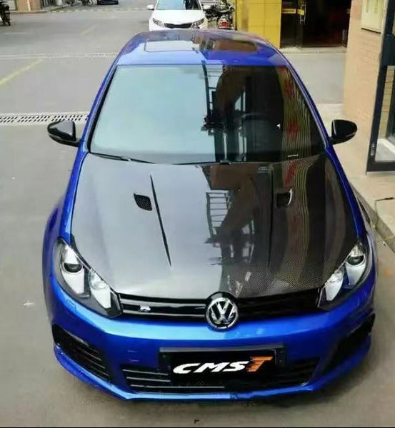 Volkswagen Golf Base GTI R MK6 MK6.5 2010 2011 2012 2013 2014 with Aftermarket Parts - V2 Hood Bonnet Carbon Fiber / FRP from CMST Tuning