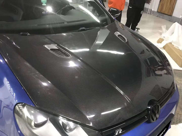 Volkswagen Golf Base GTI R MK6 MK6.5 2010 2011 2012 2013 2014 with Aftermarket Parts - V2 Hood Bonnet Carbon Fiber / FRP from CMST Tuning