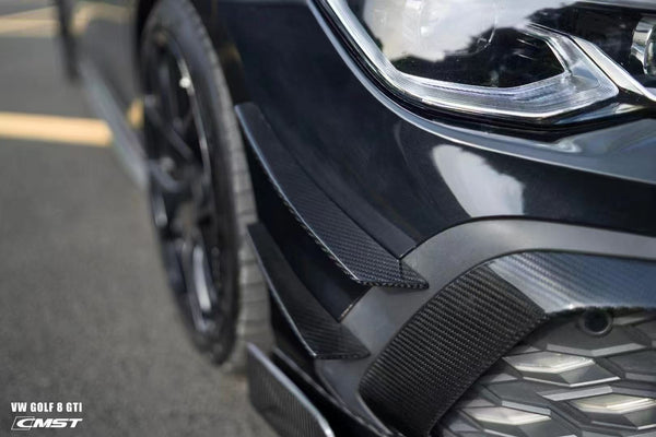 Volkswagen Golf GTI MK8 2022 2023 2024 with Aftermarket Parts - Front Bumper Canards Pre-preg Carbon Fiber / FRP  from CMST Tuning