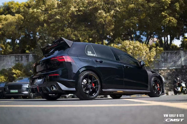 Volkswagen Golf R GTI MK8 2022 2023 2024 with Aftermarket Parts - Side Skirts Pre-preg Carbon Fiber / FRP from CMST Tuning