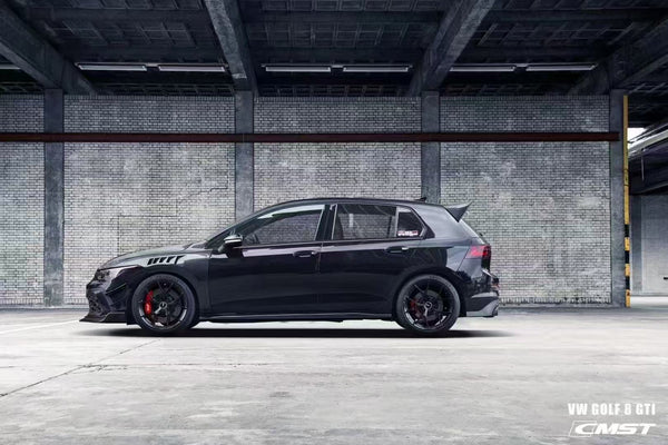 Volkswagen Golf R GTI MK8 2022 2023 2024 with Aftermarket Parts - Side Skirts Pre-preg Carbon Fiber / FRP from CMST Tuning