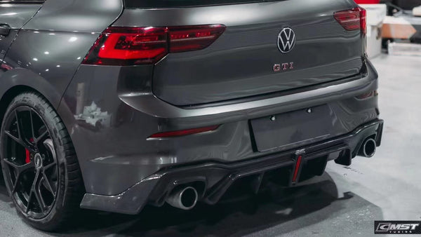 Volkswagen Golf GTI MK8 2022 2023 2024 with Aftermarket Parts - Rear Diffuser Pre-preg Carbon Fiber / FRP from CMST Tuning