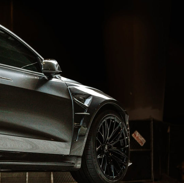 Tesla Model 3 Performance Long Range Standard Base 2017-2023 with Aftermarket Parts - Widebody Fenders & Wheel Arches Carbon Fiber / FRP from CMST Tuning