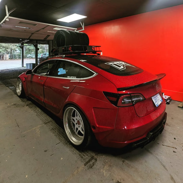 Tesla Model 3 Performance Long Range Standard Base 2017-2023 with Aftermarket Parts - Widebody Fenders & Wheel Arches Carbon Fiber / FRP from CMST Tuning