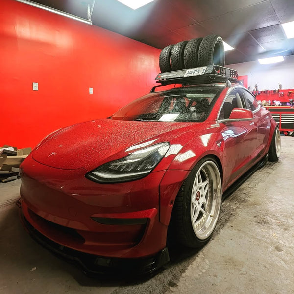 Tesla Model 3 Performance Long Range Standard Base 2017-2023 with Aftermarket Parts - Widebody Fenders & Wheel Arches Carbon Fiber / FRP from CMST Tuning