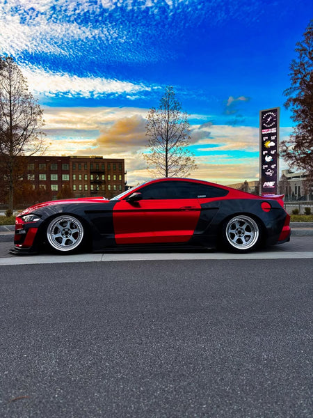 Ford Mustang GT 5.0 Mach1 Bullitt Ecoboost 2.3 S550.2 2018 2019 2020 2021 2022 2023 with Aftermarket Parts - Widebody Front Fenders & Wheel Arches Carbon Fiber / FRP from CMST Tuning