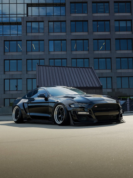 Ford Mustang GT 5.0 Mach1 Bullitt Ecoboost 2.3 S550.2 2018 2019 2020 2021 2022 2023 with Aftermarket Parts - Widebody Front Fenders & Wheel Arches Carbon Fiber / FRP from CMST Tuning