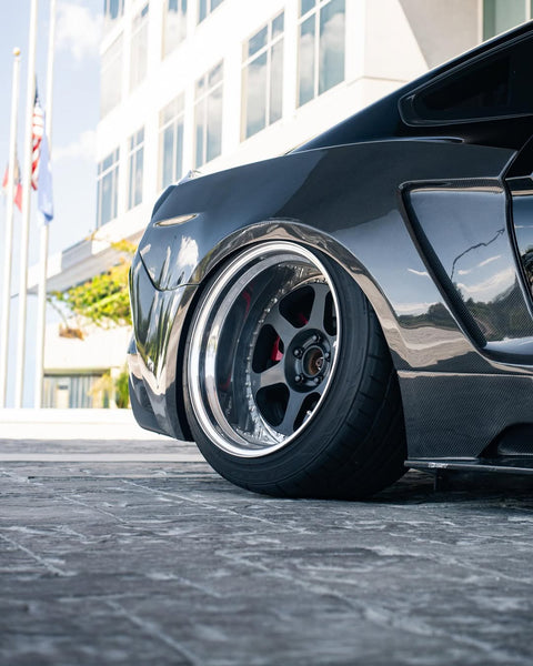 Ford Mustang GT 5.0 Mach1 Bullitt Ecoboost 2.3 S550.2 2018 2019 2020 2021 2022 2023 with Aftermarket Parts - Widebody Front Fenders & Wheel Arches Carbon Fiber / FRP from CMST Tuning