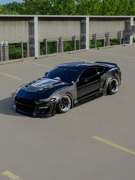 Ford Mustang GT 5.0 Mach1 Bullitt Ecoboost 2.3 S550.2 2018-2023 (Designed to be compatible with CMST S550.2 widebody kit. Goes over OEM rocker panel.) with Aftermarket Parts - Widebody Style Side Skirts Carbon Fiber / FRP from CMST Tuning