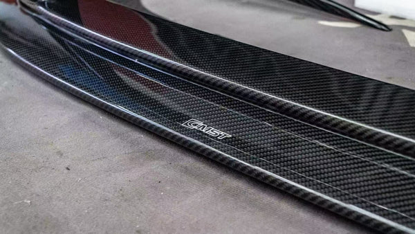  Porsche Panamera 976 Base 4 4S E-Hybird 2024 with Aftermarket Parts - Front Lip Pre-preg Carbon Fiber / FRP from CMST Tuning 