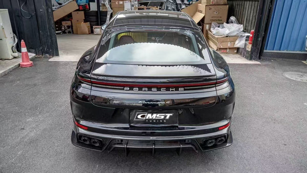 Porsche Panamera 976 Base 4 4S E-Hybird GTS Turbo 2024 with Aftermarket Parts - Rear Diffuser & Canards Pre-preg Carbon Fiber / FRP from CMST Tuning