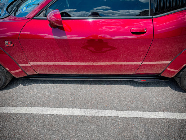 Dodge Challenger Hellcat T/A Scat Pack 392 SRT R/T SXT SE 2008-2023 (suitable for narrowbody, widebody requires slight modification to corners) with Aftermarket Parts - Side Skirts Carbon Fiber / FRP from CMST Tuning
