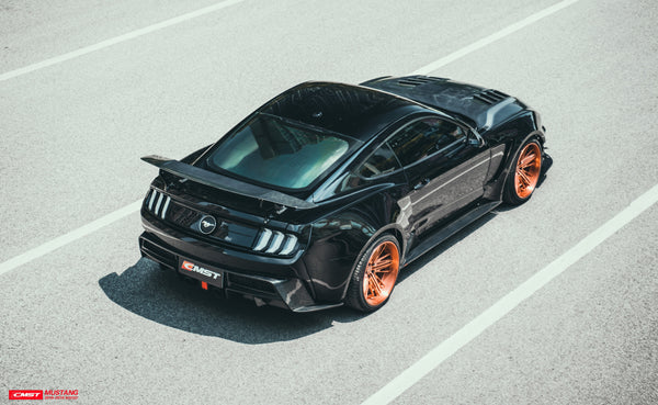 Ford Mustang GT 5.0 Mach1 Bullitt Ecoboost 2.3 S550.2 2018-2023 (Designed to be compatible with CMST S550.2 widebody kit. Goes over OEM rocker panel.) with Aftermarket Parts - Widebody Style Side Skirts Carbon Fiber / FRP from CMST Tuning