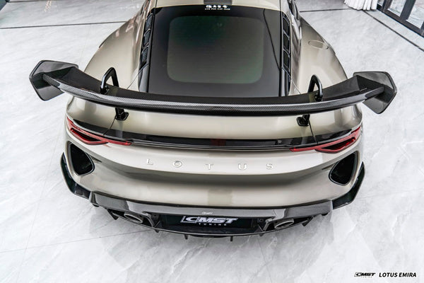 Lotus Emira 3.6 V6 2.0 Four-cylinder 2022-ON with Aftermarket Parts - V3 Rear Spoiler Dry Pre-preg Carbon Fiber / FRP