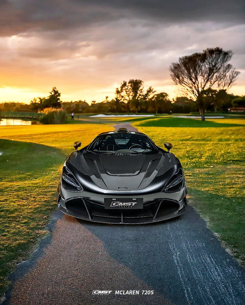McLaren 720S 2018 2019 2020 2021 2022 2023 with Aftermarket Parts - V3 Front Lip Carbon Fiber  FRP from CMST Tuning