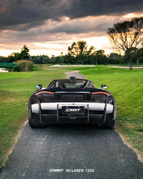 McLaren 720S 2018 2019 2020 2021 2022 2023 with Aftermarket Parts - Rear Bumper & Diffuser Carbon Fiber  FRP from CMST Tuning