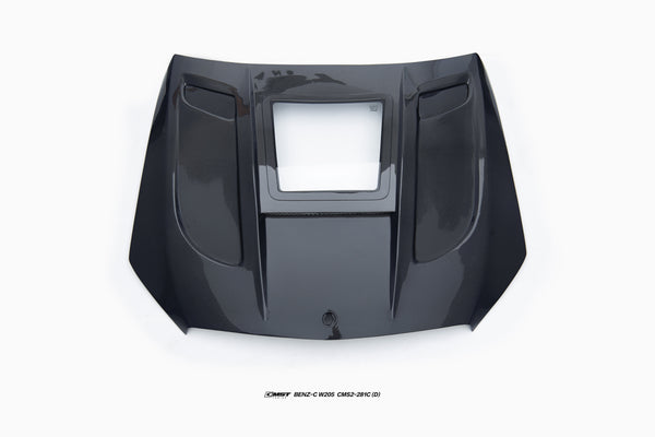 Mercedes Benz C-Class C43 C400 C300 W205 2015-2021 & C-Class C43 C300 W205 2016-2022 with CMST Tuning's Aftermarket Parts - Carbon Fiber and FRP Hood Bonnet V4 Style