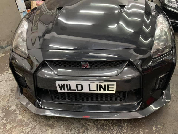 Nissan GTR Nismo Black Edition Track Eidtion Premium Base 2008-2016 (for installation on 2017-2024 vehicles, 2008-2016 hood is recommended) with Aftermarket Parts - Stage 1 Style Front Bumper & Lip (Undertray & DRL included) Carbon Fiber / FRP from CMST Tuning