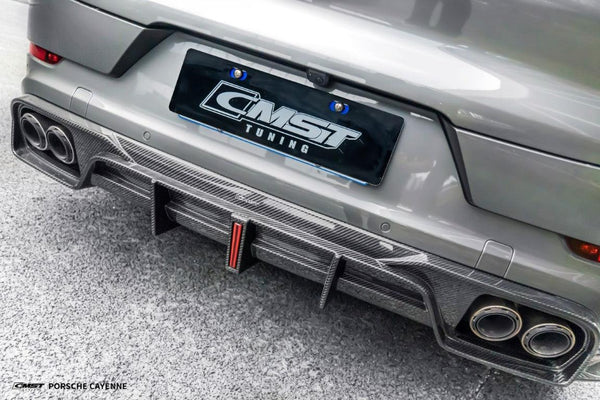 Porsche Cayenne 9Y0 Facelift 2024-ON with CMST Tuning's Aftermarket Parts - Pre-preg Carbon Fiber Rear Diffuser & Canards