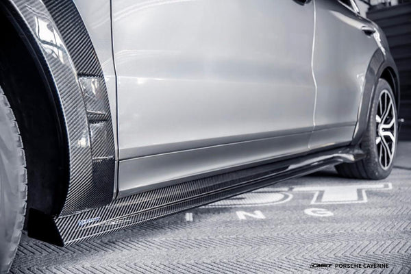 Porsche Cayenne 9Y0 9Y0.1 Base/S/GTS/Turbo/Turbo S 2019 2020 2021 2022 2023 & Cayenne 9Y0 9Y0.2 Base/S/AWD/E-Hybrid/GTS/Turbo/Turbo S 2024-ON & Cayenne 9Y3 9Y3.1 Base/S/GTS/Turbo/Turbo S/Turbo GT 2019 2020 2021 2022 2023 & Cayenne 9Y3 9Y3.2 Base/S/AWD/E-Hybrid/GTS/Turbo/Turbo S/Turbo GT 2024-ON with Aftermarket Parts - Side Skirts Carbon Fiber / FRP from CMST Tuning