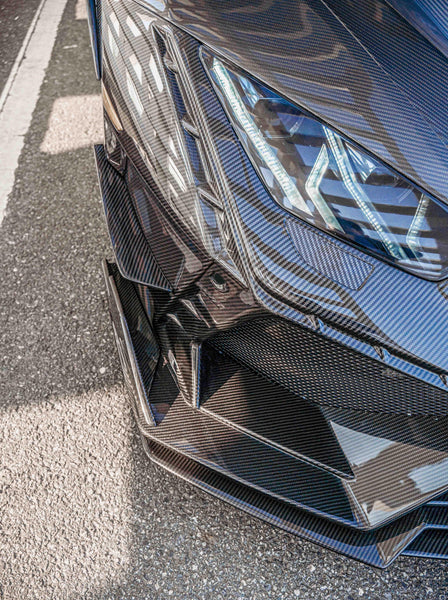 Lamborghini Huracan LP580 LP610 Evo RWD AWD Tecnica Performante 2015 2016 2017 2018 2019 2020 2021 2022 2023 2024 with Aftermarket Parts - Front Canards Pre-preg Carbon Fiber / FRP from CMST Tuning