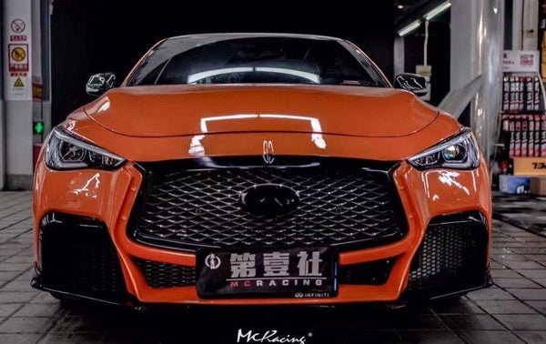 Infiniti Q50 Red Sport 400 Luxe Sensory Signature Premium Pure 2014-ON with Aftermarket Parts - Project Black S Concept Style Front Bumper & Lip Carbon Fiber / FRP from CMST Tuning
