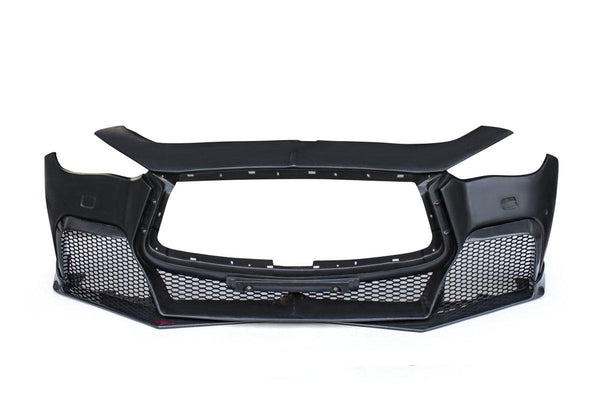 Infiniti Q50 Red Sport 400 Luxe Sensory Signature Premium Pure 2014-ON with Aftermarket Parts - Project Black S Concept Style Front Bumper & Lip Carbon Fiber / FRP from CMST Tuning
