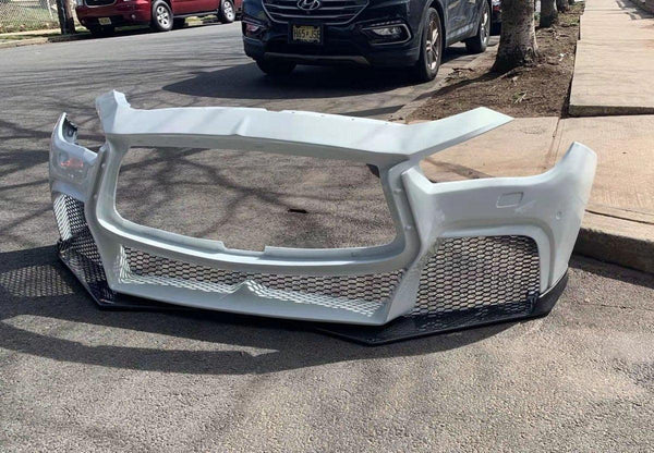 Infiniti Q50 Red Sport 400 Luxe Sensory Signature Premium Pure 2014-ON with Aftermarket Parts - Project Black S Concept Style Front Bumper & Lip Carbon Fiber / FRP from CMST Tuning
