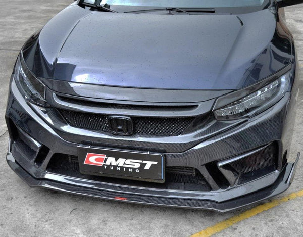 Upgrade Your Honda Civic 10th Gen FC1 FC2 FC5 FC6 2016-2021 & Civic 10th Gen FC3 FC4 FK7 2017-2021 with Aftermarket Parts - Front Bumper & Lip Carbon Fiber / FRP from CMST Tuning
