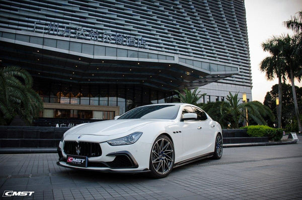 Maserati Ghibli 2014-2017 with Aftermarket Parts - Front Lip Splitter Carbon Fiber / FRP from CMST Tuning