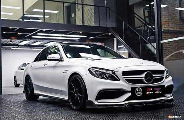 Mercedes Benz C63S C63 AMG W205 Sedan 2015-2021 & C63S C63 AMG W205 Coupe 2017-2023 & C63S C63 AMG W205 Convertible 2017-2023 with Aftermarket Parts - Carbon Fiber FRP Front Lip Splitter from  CMST Tuning