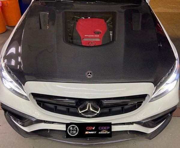 Mercedes Benz C63S C63 AMG W205 Sedan 2015-2021 & C63S C63 AMG W205 Coupe 2017-2023 & C63S C63 AMG W205 Convertible 2017-2023 with Aftermarket Parts - Carbon Fiber FRP Front Lip Splitter from  CMST Tuning