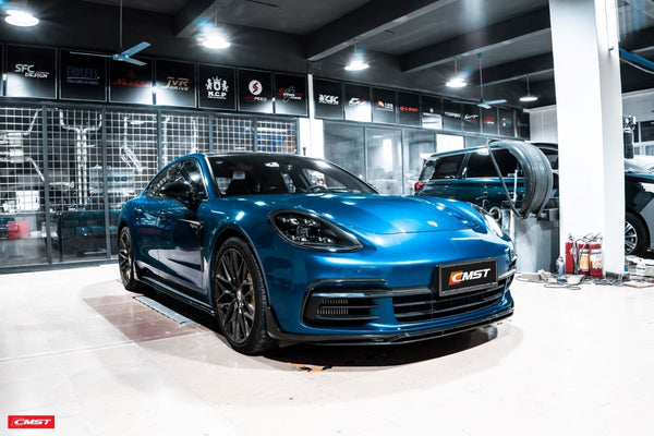 Panamera 971 971.1 Turbo/Turbo S 2017-2020 & Panamera 971 971.1 RWD/Base/4/4S 2017-2020 with Aftermarket Parts - Vacuumed Carbon & FRP Front Lip from CMST Tuning
