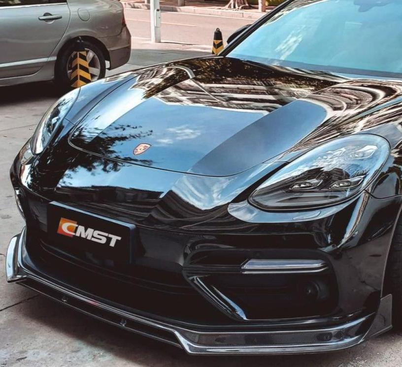 Panamera 971 971.1 Turbo/Turbo S 2017-2020 & Panamera 971 971.1 RWD/Base/4/4S 2017-2020 with Aftermarket Parts - Vacuumed Carbon & FRP Front Lip from CMST Tuning
