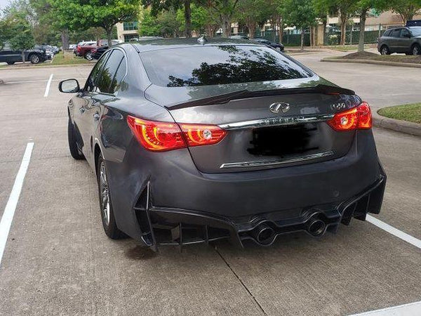 Infiniti Q50 Red Sport 400 Luxe Sensory Signature Premium Pure 2014-ON with Aftermarket Parts - Rear Bumper & Diffuser Carbon Fiber / FRP from CMST Tuning
