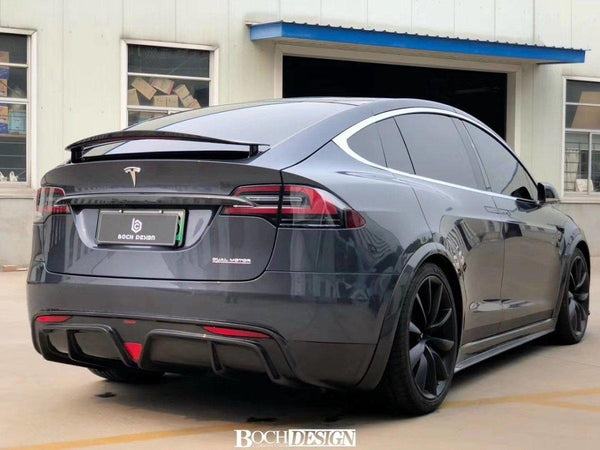 Tesla Model X P100D 100D 90D 75D 60D Performance Long Range Base 2016-2021 with Aftermarket Parts - Rear Diffuser Carbon Fiber / FRP from CMST Tuning