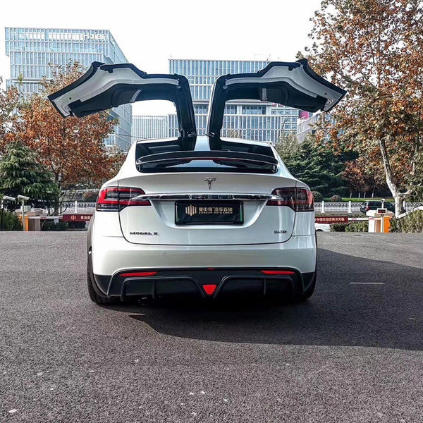 Tesla Model X P100D 100D 90D 75D 60D Performance Long Range Base 2016-2021 with Aftermarket Parts - Rear Diffuser Carbon Fiber / FRP from CMST Tuning