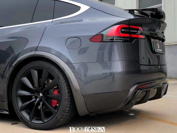 Tesla Model X P100D 100D 90D 75D 60D Performance Long Range Base 2016-2021 with Aftermarket Parts - Rear Trunk Spoiler Carbon Fiber / FRP from CMST Tuning
