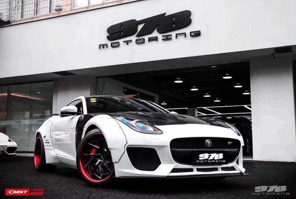 Jaguar F-Type SVR R S Base 2014-2020 with Aftermarket Parts - Widebody Style Side Skirts Carbon Fiber / FRP from CMST Tuning