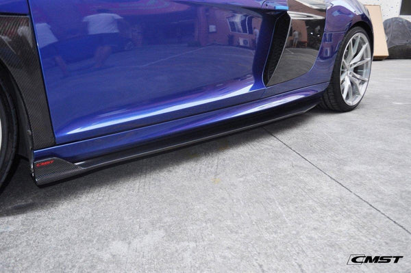 Audi R8 Gen 1 V8 V10 2006 2007 2008 2009 2010 2011 2012 2013 2014 2015 with Aftermarket Parts - Side Skirts Carbon Fiber from CMST Tuning