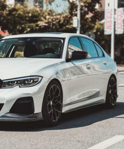 BMW 3 Series 330i M340i G20 G21 Pre-LCI 2020 2021 2022 (fitment for 330i requires M-Sport package bumper) with Aftermarket Parts - Side Skirts Carbon Fiber / FRP from CMST Tuning