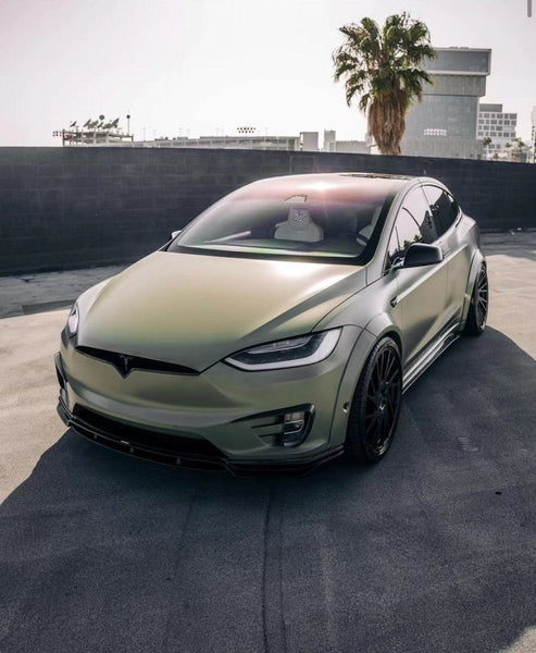 Tesla Model X P100D 100D 90D 75D 60D Performance Long Range Base 2016-2021 with Aftermarket Parts - Side Skirts Carbon Fiber / FRP from CMST Tuning