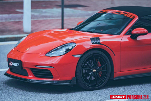 Porsche 718 Cayman Boxster Base S T GTS GT4 Spyder 2017-ON with Aftermarket Parts - V2 Style Side Skirts Carbon Fiber / FRP from CMST Tuning