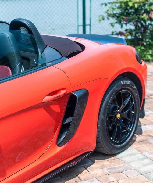 Porsche 718 Cayman Boxster Base S T GTS GT4 Spyder 2017-ON with Aftermarket Parts - Side Vents Carbon Fiber / FRP from CMST Tuning