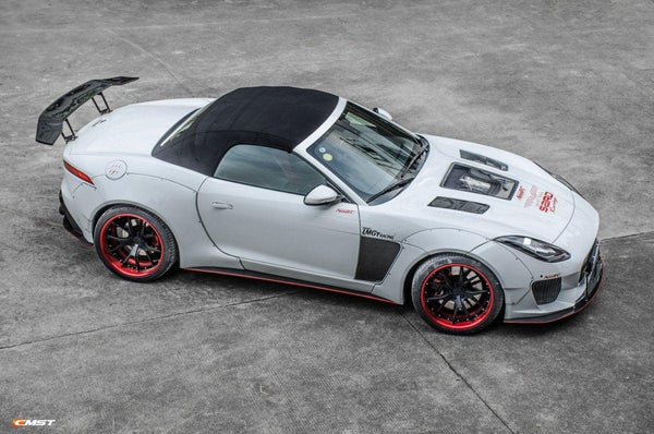 Jaguar F-Type SVR R S Base 2014-2020 with Aftermarket Parts - Tempered Clearview Glass Hood Bonnet Carbon Fiber / FRP from CMST Tuning