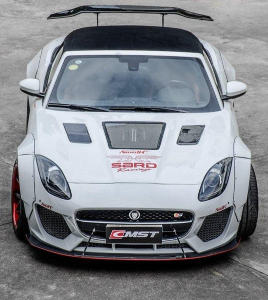 Jaguar F-Type SVR R S Base 2014-2020 with Aftermarket Parts - Tempered Clearview Glass Hood Bonnet Carbon Fiber / FRP from CMST Tuning