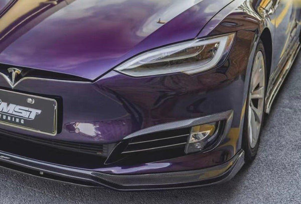 Tesla Model S 2nd Gen late 2016-early 2021 with Aftermarket Parts - Upper Valences Carbon Fiber / FRP from CMST Tuning