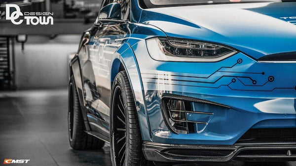 Tesla Model X P100D 100D 90D 75D 60D Performance Long Range Base 2016-2021 with Aftermarket Parts - Upper Valences Carbon Fiber / FRP from CMST Tuning
