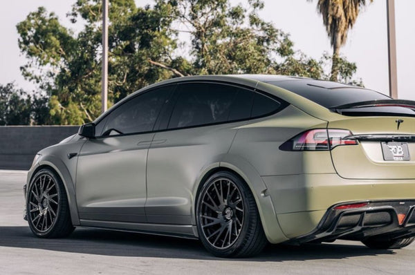 Tesla Model X P100D 100D 90D 75D 60D Performance Long Range Base 2016-2021 with Aftermarket Parts - Widebody Wheel Arches Carbon Fiber / FRP from CMST Tuning
